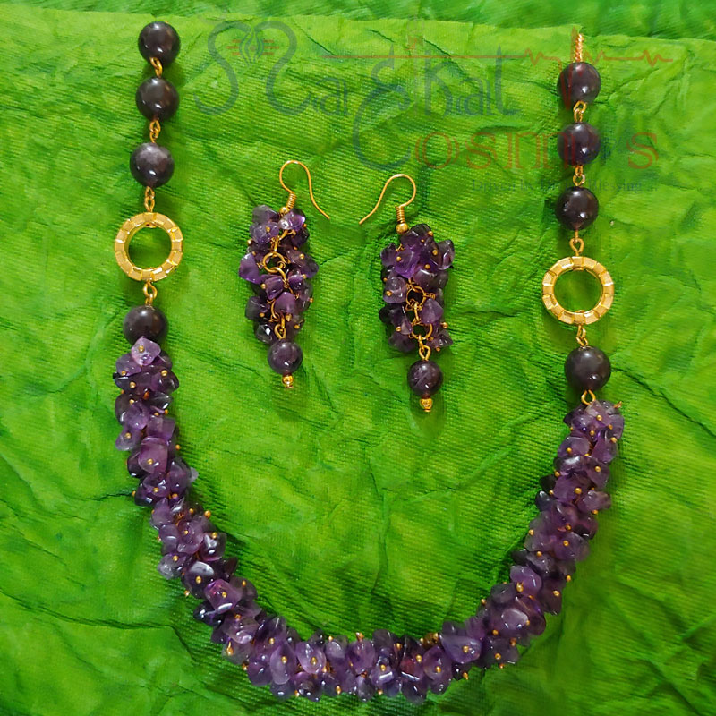 Amethyst Chips & Beads Set (Necklace + Earrings)	