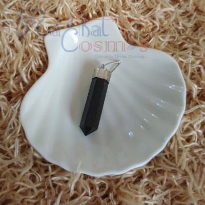 Black Tourmaline Crystal Polished Pendant (Pencil Shape)