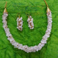 White Rainbow Moonstone Chips Set (Necklace + Earrings)